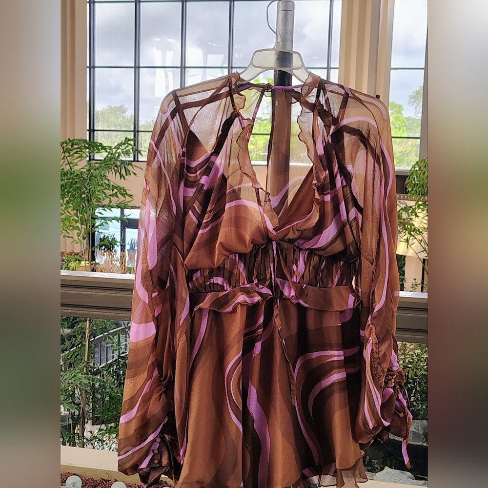 ASOS Flirty FAIRY-CORE ROMANTIC Ruffle MINI Dress Balloon Sleeves WOMEN'S Sz 8